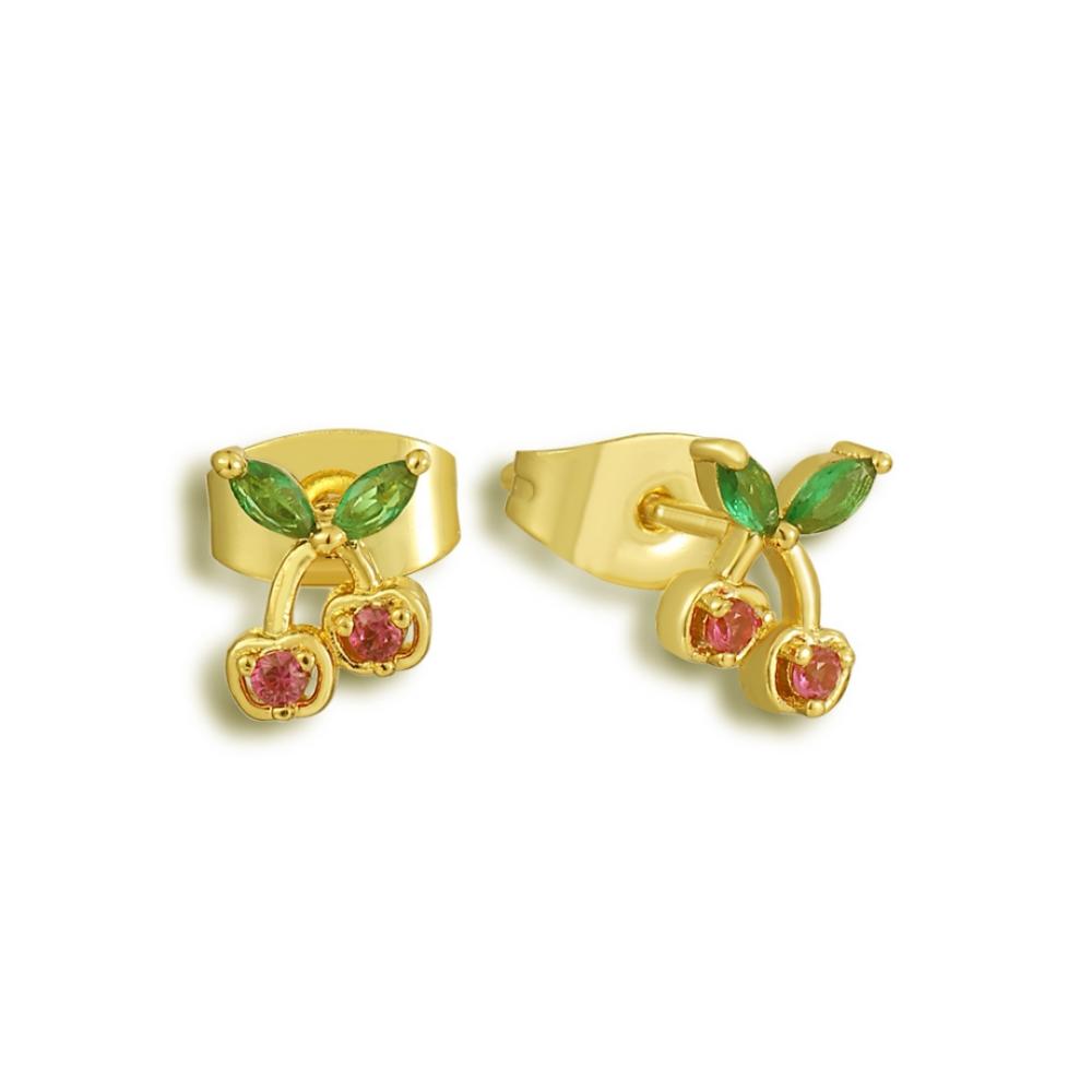 Sweet Cherry Earrings Earrings Gold