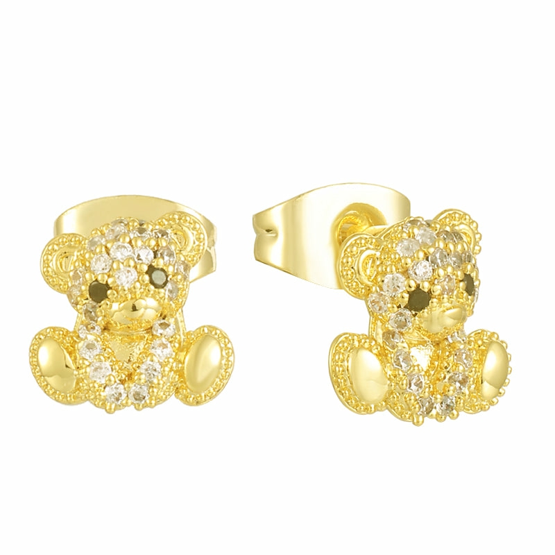 Teddy Bear Earrings Earrings Gold