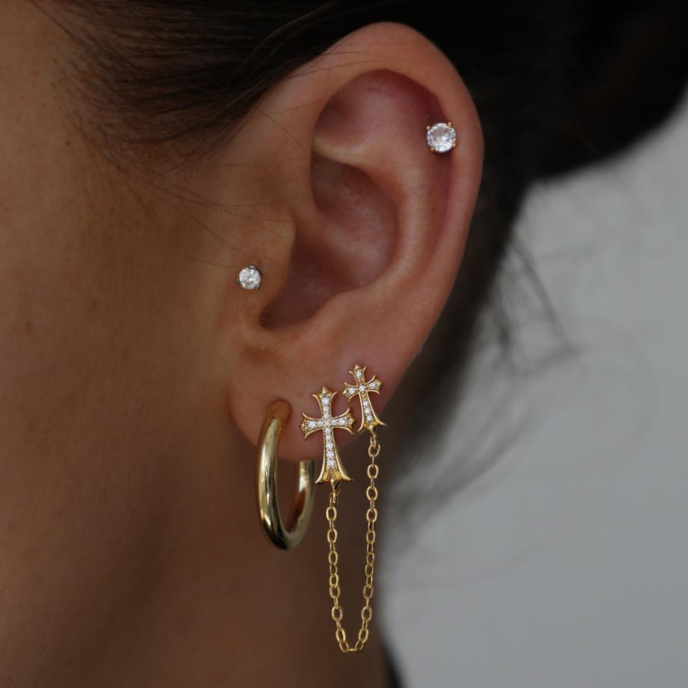 Double Cross Me Earrings Earrings Gold