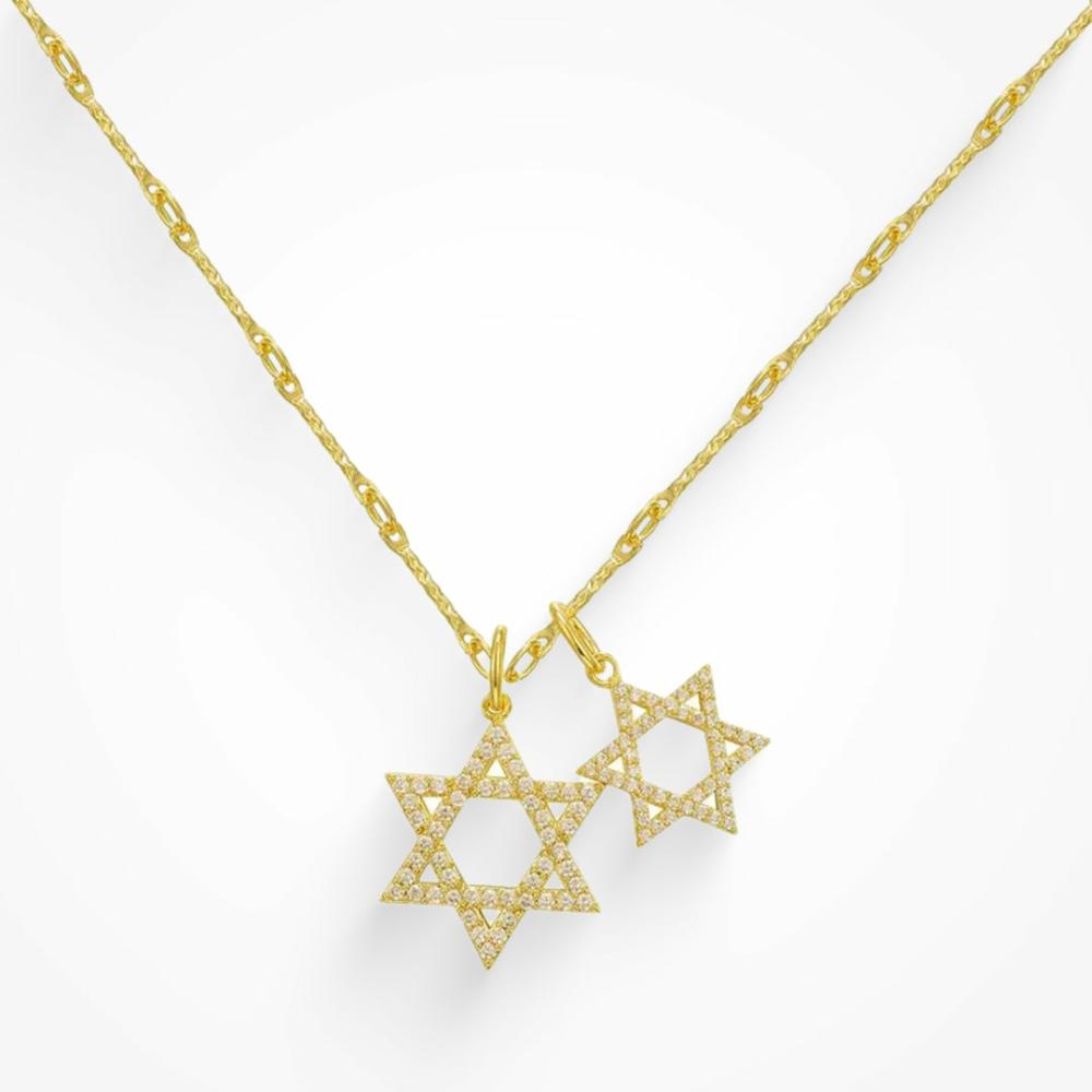 Double Star Necklace Jewelry Gold