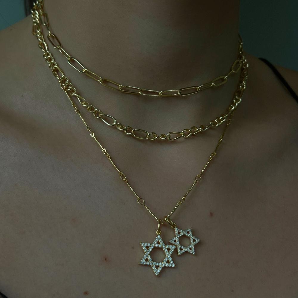 Double Star Necklace Jewelry Gold