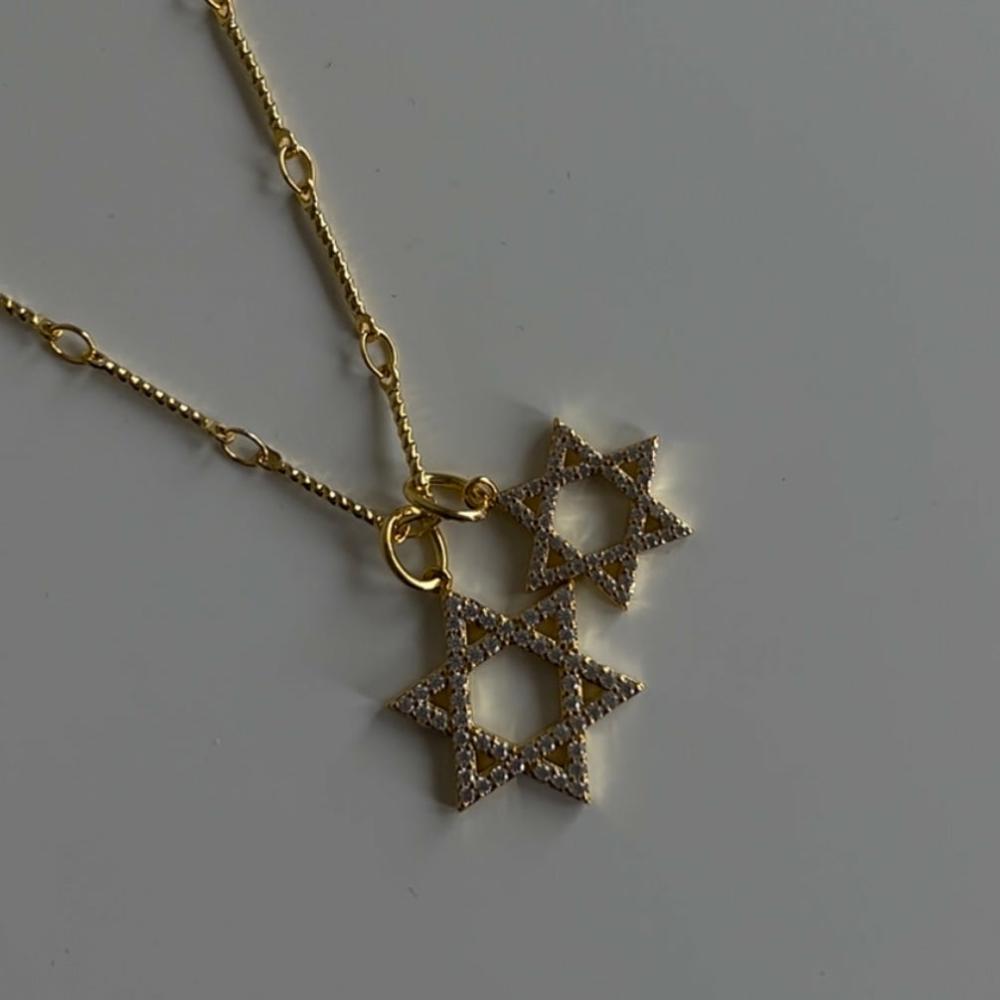 Double Star Necklace Jewelry Gold